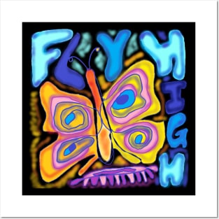 fly high butterfly Posters and Art